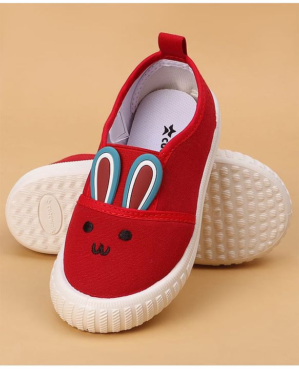 Cute Walk by Babyhug Slip On Casual Shoes With Bunny Face Applique - Red