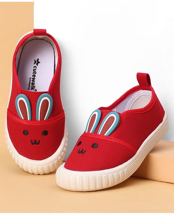Cute Walk by Babyhug Slip On Casual Shoes With Bunny Face Applique - Red