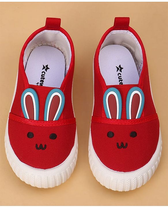 Cute Walk by Babyhug Slip On Casual Shoes With Bunny Face Applique - Red