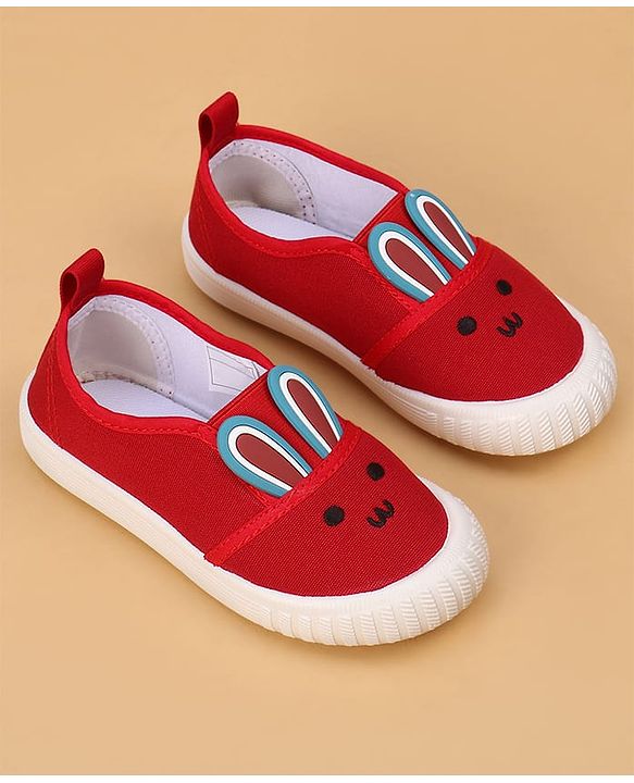 Cute Walk by Babyhug Slip On Casual Shoes With Bunny Face Applique - Red