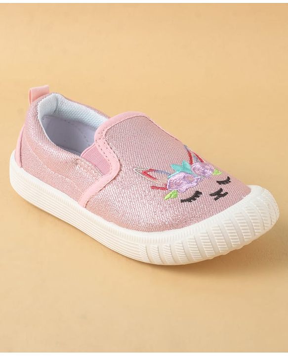 Cute Walk by Babyhug Slip On Casual Shoes with Kitty Embroidery - Pink