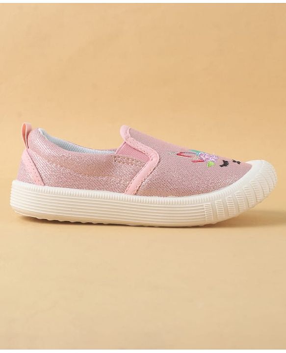 Cute Walk by Babyhug Slip On Casual Shoes with Kitty Embroidery - Pink