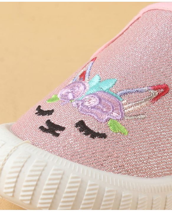 Cute Walk by Babyhug Slip On Casual Shoes with Kitty Embroidery - Pink