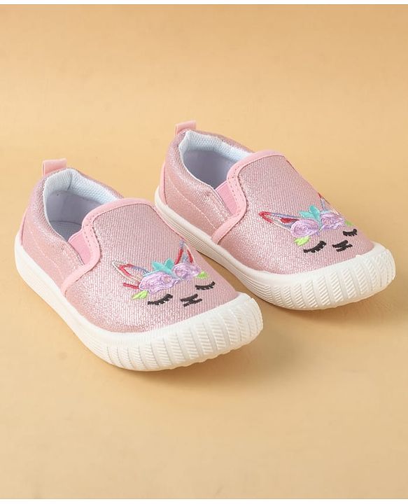 Cute Walk by Babyhug Slip On Casual Shoes with Kitty Embroidery - Pink