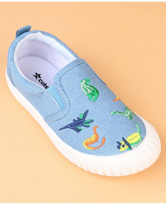 Cute Walk by Babyhug Slip On Casual Shoes With Dino Embroidery - Blue
