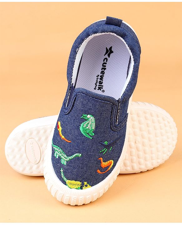 Cute Walk by Babyhug Slip On Casual Shoes With Dino Embroidery - Blue