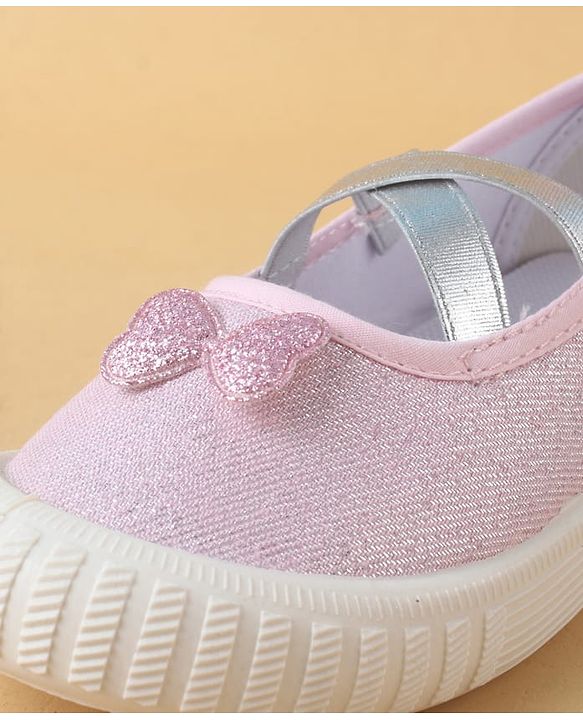 Cute Walk by Babyhug Slip On Casual Shoes with Bow Applique - Glitter Pink