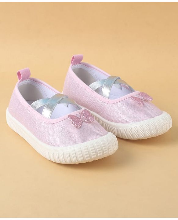 Cute Walk by Babyhug Slip On Casual Shoes with Bow Applique - Glitter Pink