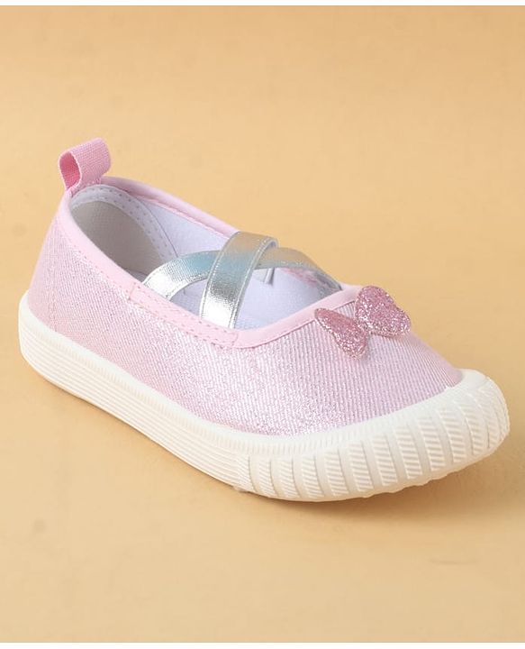 Cute Walk by Babyhug Slip On Casual Shoes with Bow Applique - Glitter Pink