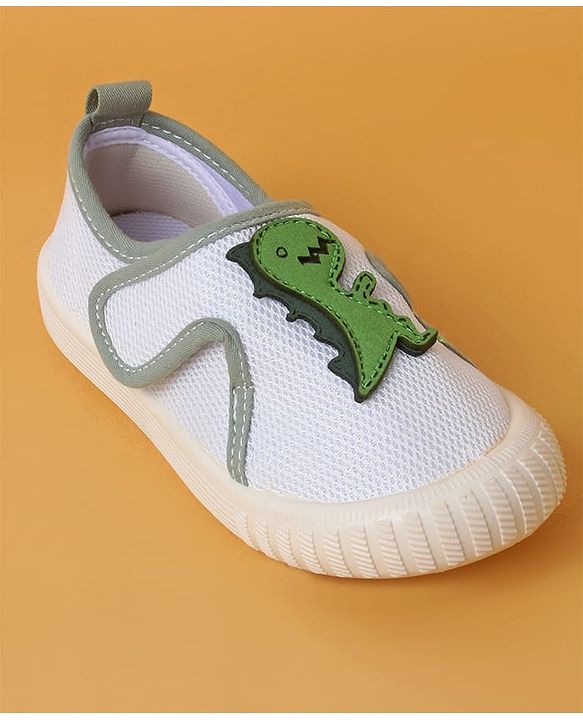 Cute Walk by Babyhug Casual Shoes with Velcro Closure And  Dino Applique - White