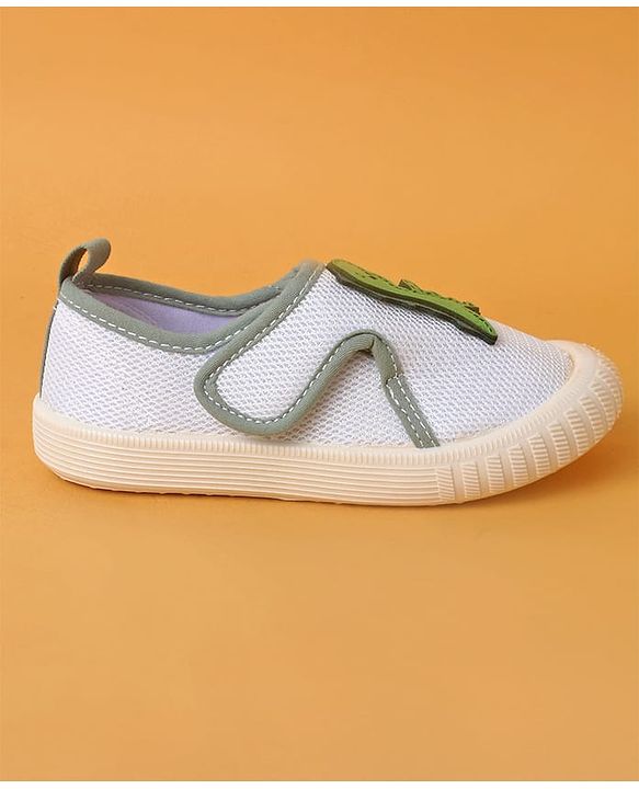 Cute Walk by Babyhug Casual Shoes with Velcro Closure And  Dino Applique - White