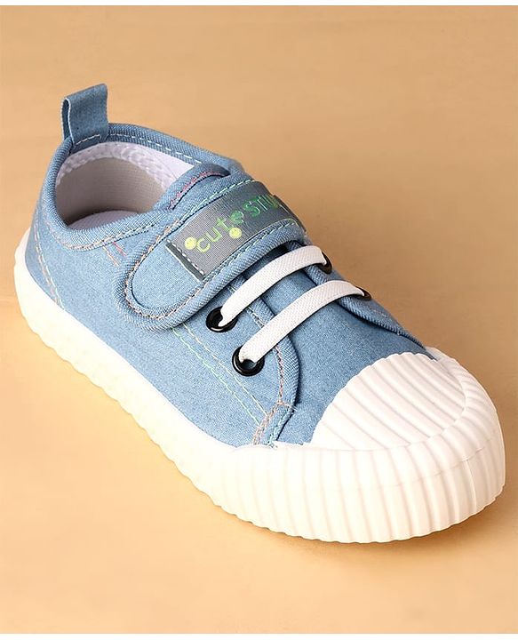 Cute Walk by Babyhug Canvas Velcro Closure Casual Shoes With Lace Detailing - Light Blue