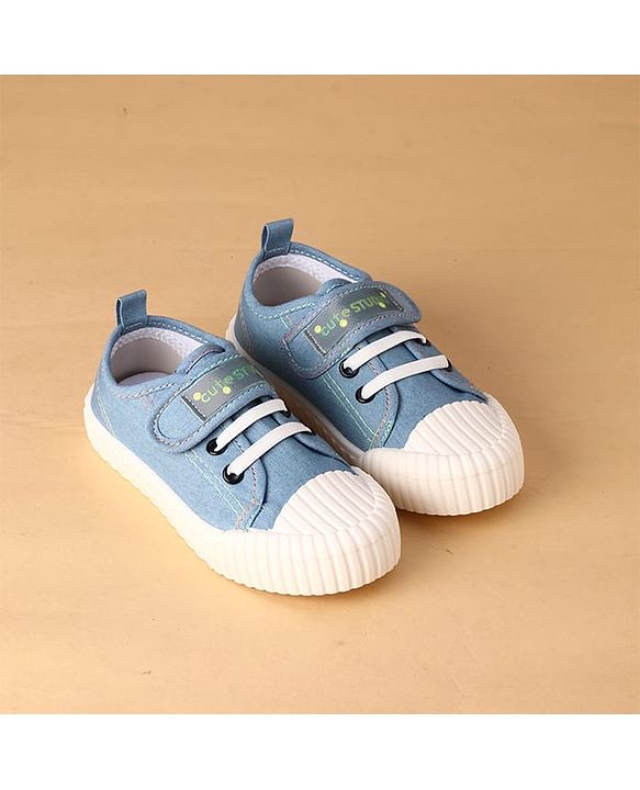 Cute Walk by Babyhug Canvas Velcro Closure Casual Shoes With Lace Detailing - Light Blue