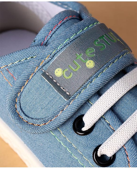 Cute Walk by Babyhug Canvas Velcro Closure Casual Shoes With Lace Detailing - Light Blue