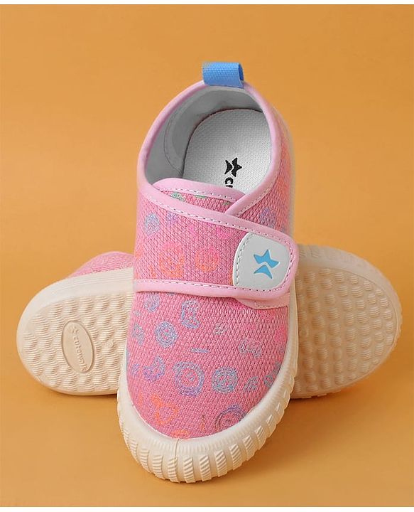 Cute Walk by Babyhug Casual Shoes with Velcro Closure And  Gamer Theme Print - Pink