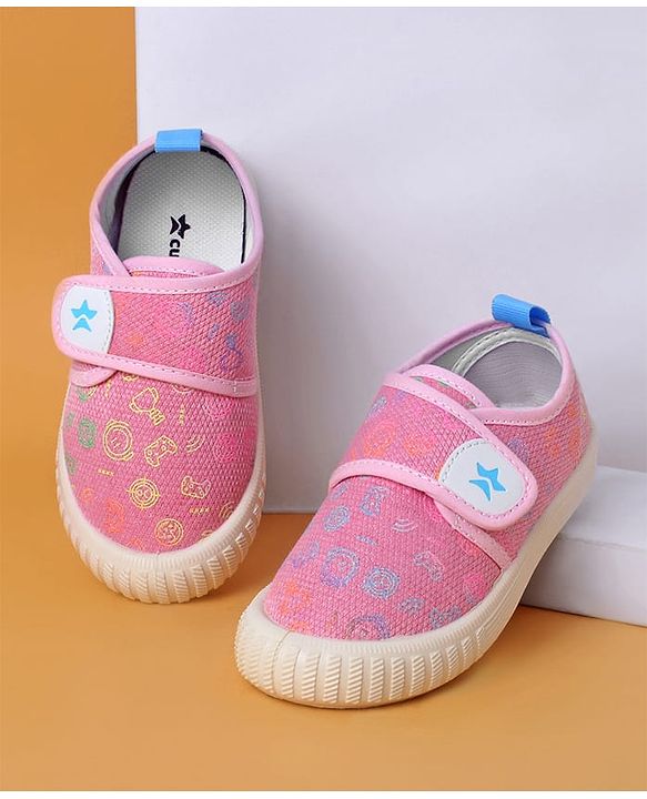 Cute Walk by Babyhug Casual Shoes with Velcro Closure And  Gamer Theme Print - Pink