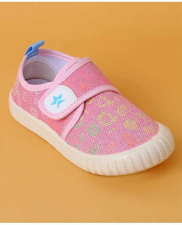 Cute Walk by Babyhug Casual Shoes with Velcro Closure And  Gamer Theme Print - Pink