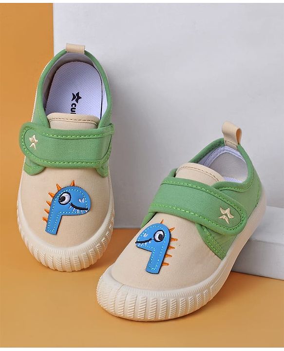 Cute Walk by Babyhug Casual Shoes with Velcro Closure & Dino Applique - Green