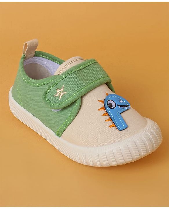 Cute Walk by Babyhug Casual Shoes with Velcro Closure & Dino Applique - Green