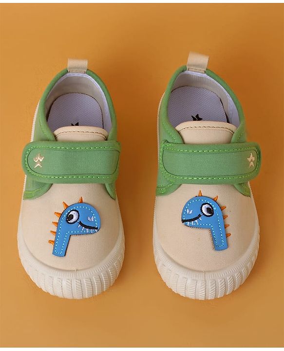 Cute Walk by Babyhug Casual Shoes with Velcro Closure & Dino Applique - Green