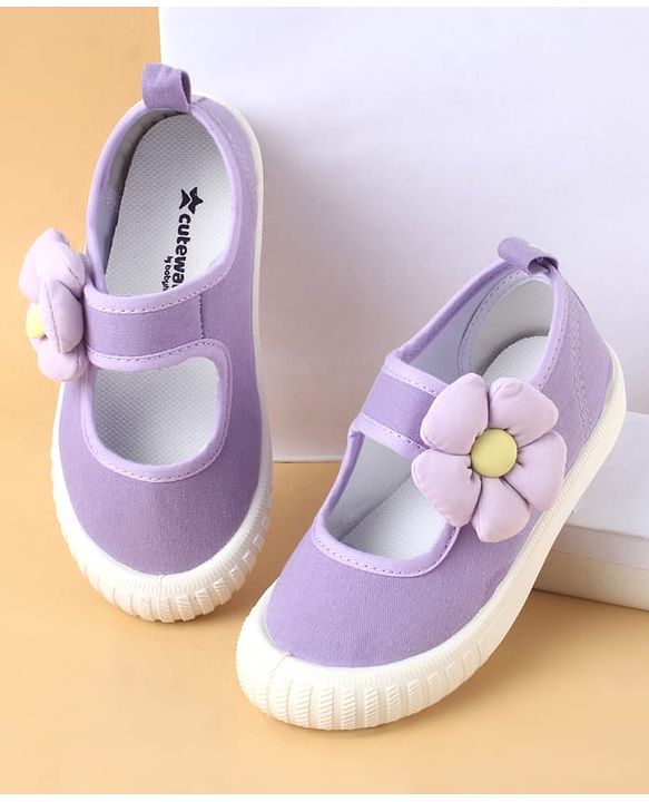 Cute Walk by Babyhug Casual Shoes with Velcro Closure & Floral Applique - Purple