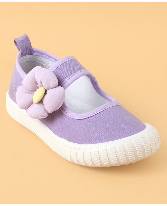 Cute Walk by Babyhug Casual Shoes with Velcro Closure & Floral Applique - Purple