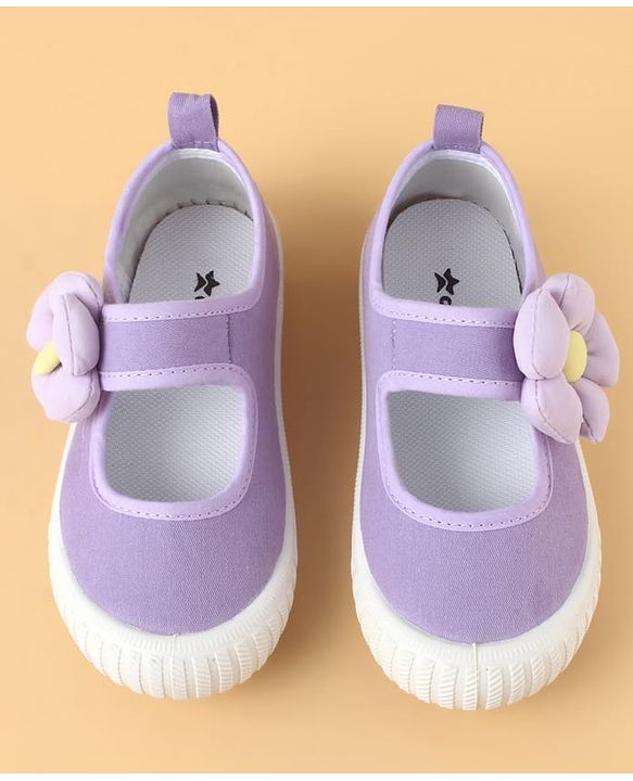 Cute Walk by Babyhug Casual Shoes with Velcro Closure & Floral Applique - Purple
