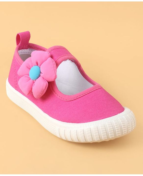 Cute Walk by Babyhug Casual Shoes with Velcro Closure & Floral Applique - Purple