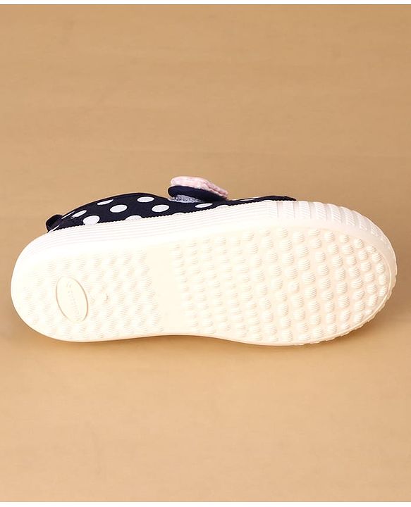 Cute Walk by Babyhug Velcro Closure Casual Shoes With Polka Dot Print - Navy Blue