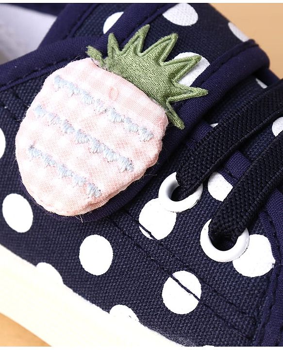 Cute Walk by Babyhug Velcro Closure Casual Shoes With Polka Dot Print - Navy Blue