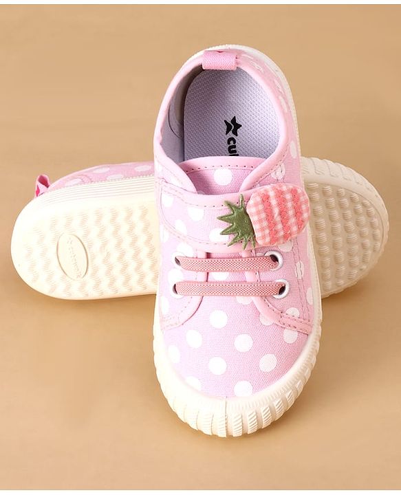 Cute Walk by Babyhug Velcro Closure Casual Shoes With Polka Dot Print - Navy Blue