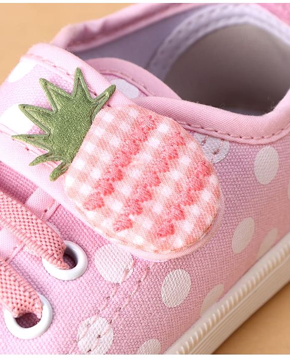 Cute Walk by Babyhug Velcro Closure Casual Shoes With Polka Dot Print - Navy Blue