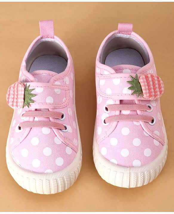 Cute Walk by Babyhug Velcro Closure Casual Shoes With Polka Dot Print - Navy Blue