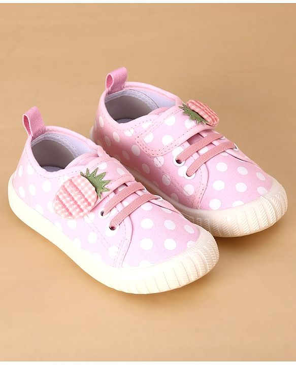 Cute Walk by Babyhug Velcro Closure Casual Shoes With Polka Dot Print - Navy Blue
