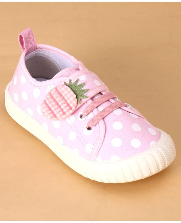 Cute Walk by Babyhug Velcro Closure Casual Shoes With Polka Dot Print - Navy Blue