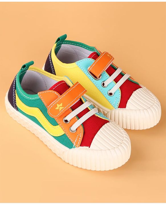 Cute Walk by Babyhug Velcro Closure Casual Shoes with Stripe - Multicolor