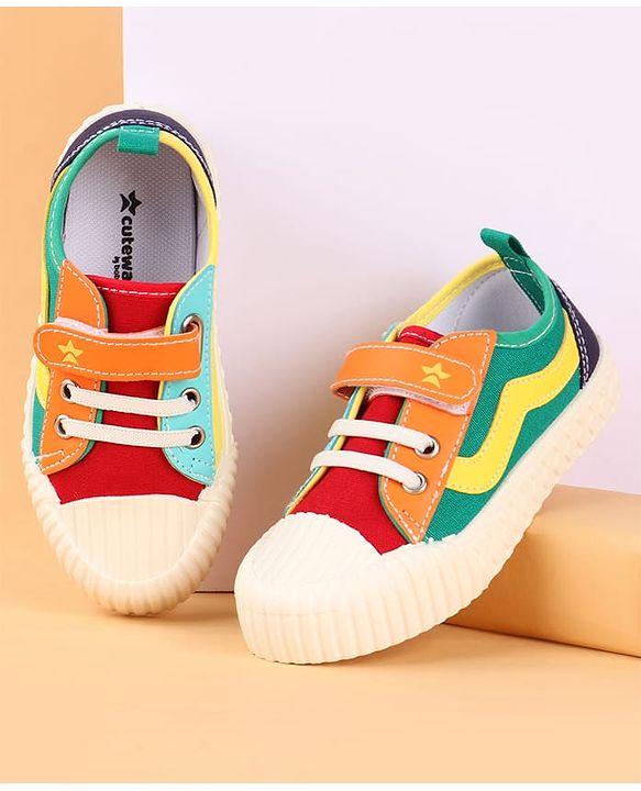 Cute Walk by Babyhug Velcro Closure Casual Shoes with Stripe - Multicolor