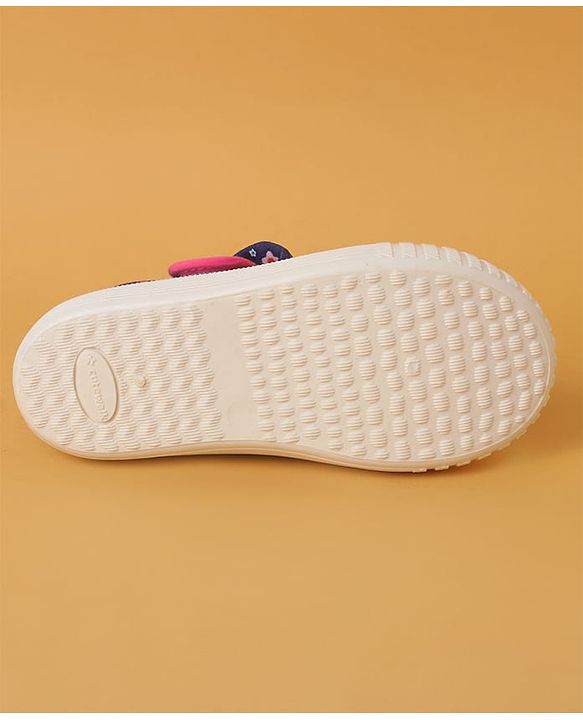 Cute Walk by Babyhug Casual Shoes with Velcro Closure And  Floral Print & Bow Applique - Navy Blue