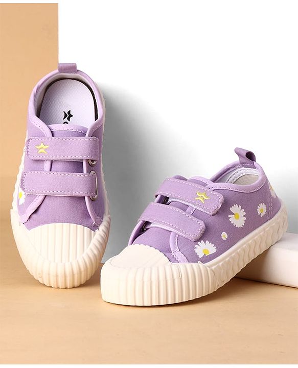 Cute Walk by Babyhug Canvas Floral Printed Casual Shoes - Purple