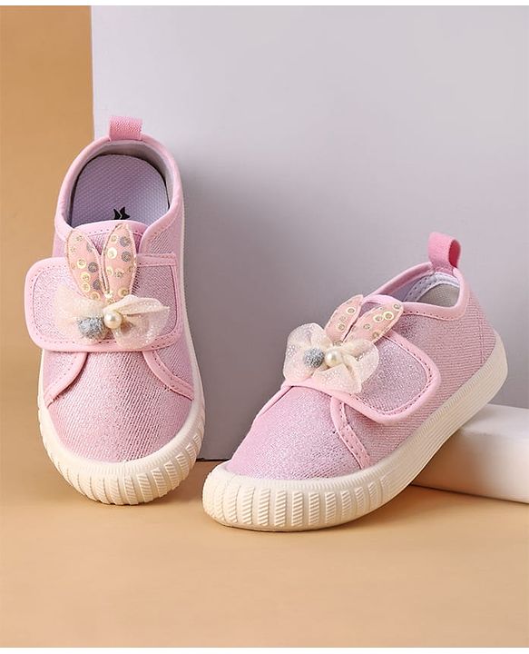 Cute Walk by Babyhug Casual Shoes with Velcro Closure And Bow Applique - Pink