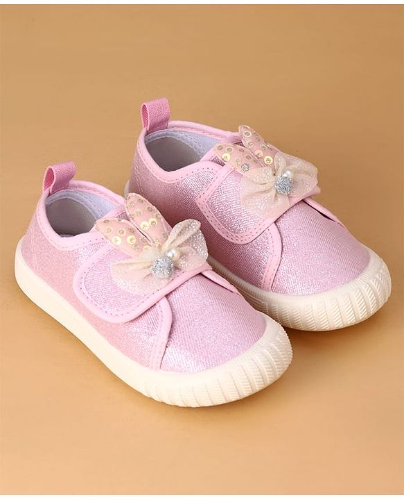 Cute Walk by Babyhug Casual Shoes with Velcro Closure And Bow Applique - Pink