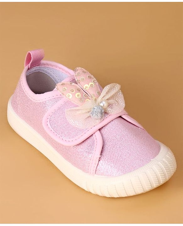 Cute Walk by Babyhug Casual Shoes with Velcro Closure And Bow Applique - Pink
