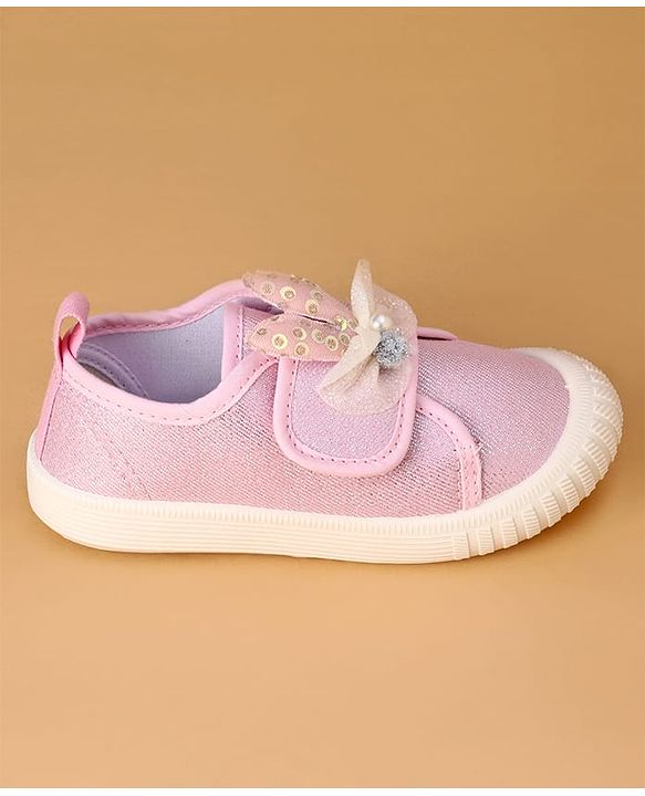Cute Walk by Babyhug Casual Shoes with Velcro Closure And Bow Applique - Pink