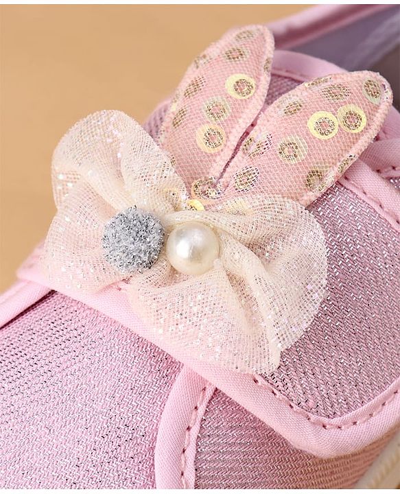 Cute Walk by Babyhug Casual Shoes with Velcro Closure And Bow Applique - Pink