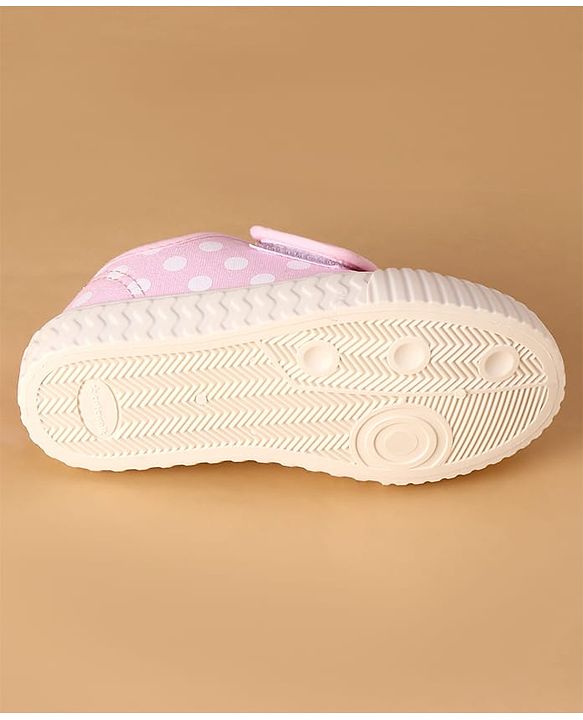 Cute Walk by Babyhug Canvas Velcro Closure Polka Dots Printed & Bow Applique Casual Shoes - Pink