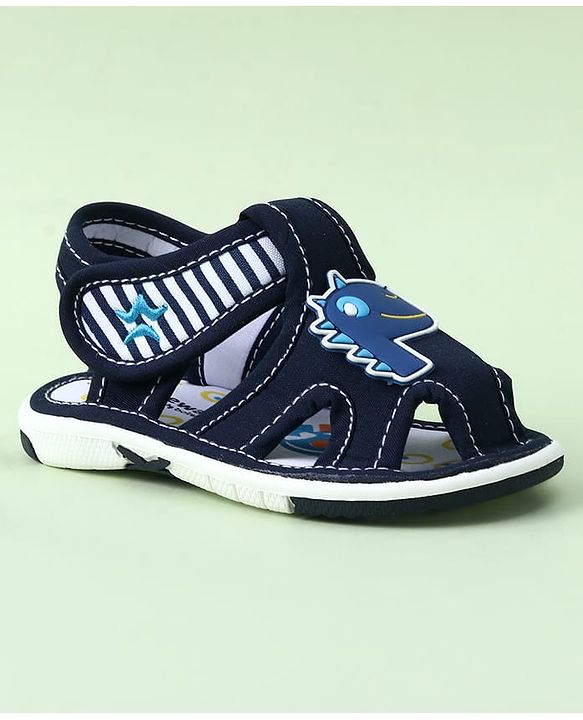 Cute Walk by Babyhug Sandals with Velcro Closure & Dino Applique - Blue