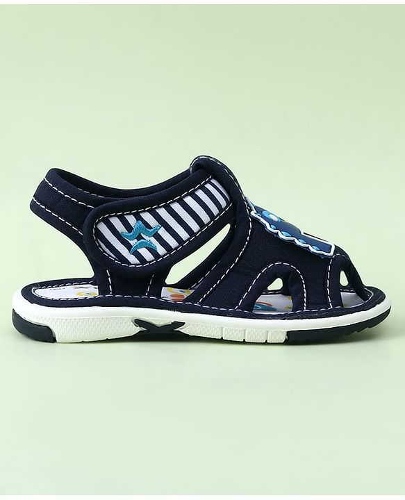Cute Walk by Babyhug Sandals with Velcro Closure & Dino Applique - Blue