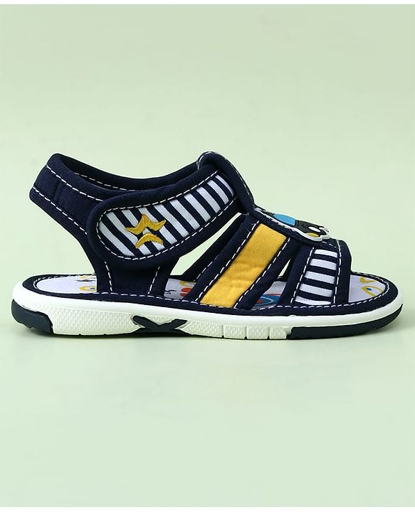 Cute Walk by Babyhug Sandals with Velcro Closure & Car Applique - Blue