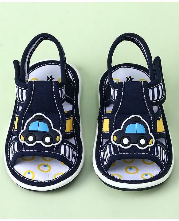 Cute Walk by Babyhug Sandals with Velcro Closure & Car Applique - Blue