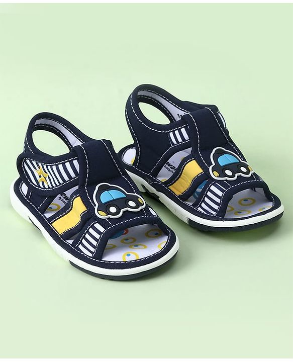 Cute Walk by Babyhug Sandals with Velcro Closure & Car Applique - Blue